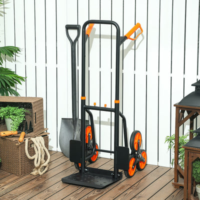 DURHAND Six-Wheel Folding  Sack Barrow Trolley - Black/Orange 