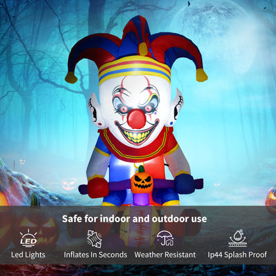 Outsunny 4ft Halloween Inflatable Clown on Bicycle, Blow Up Outdoor Halloween Decoration with 3 Built-in LED Lights for Garden, Party Indoor Outdoor 