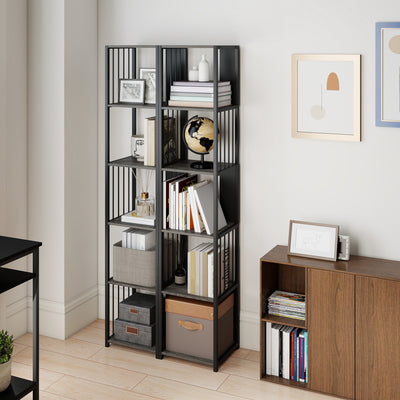 HOMCOM 5-Tier Bookshelf with Steel Frame - Grey 