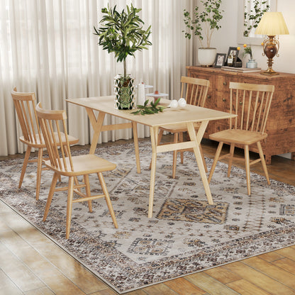 HOMCOM Vintage Area Rug, Non-Slip Washable Rug, Flannel Floor Carpet for Living Room, Bedroom, Dining Room, Home Office, 290 x 200 cm, Beige