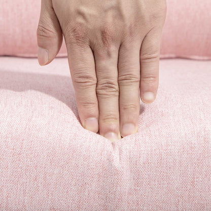 HOMCOM Swivel Linen Fabric Accent Chair for Living Room Contemporary Vanity Armchair with Adjustable Height Thick Cushion Lumbar Support Armrest for Bedroom Office Pink