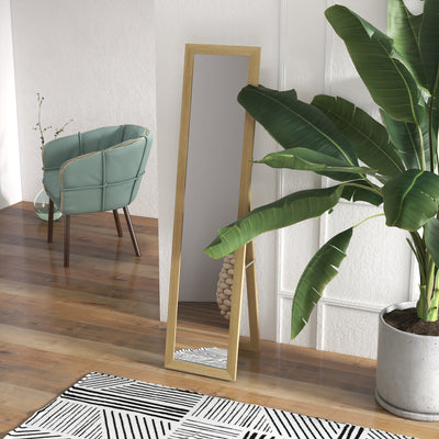 HOMCOM Rustic Full Length Mirror, Hanging and Freestanding Floor Mirror, Farmhouse Decorative Wall Mirror, for Living Room, Bedroom, 157 cm, Natural 
