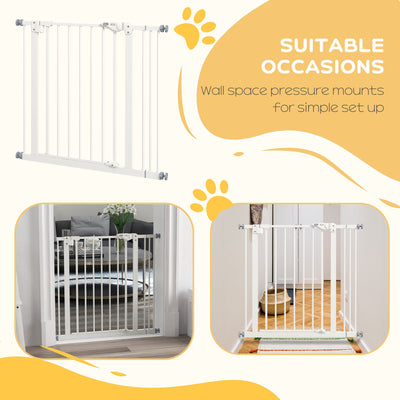 PawHut Metal 74-87cm Wide Adjustable Dog Gate White 