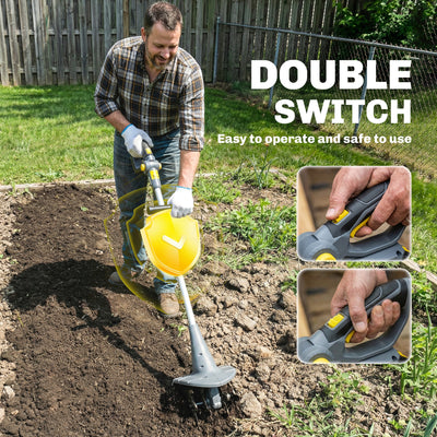 Outsunny Cordless Tiller, 18V Electric Garden Rotavator with 2 x 4000mAh Batteries, Charger, 20cm Tilling Width & 18cm Depth 