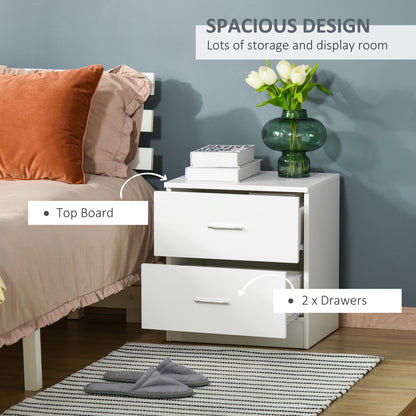 HOMCOM Bedside Table with 2 Drawers, Modern Nightstand, Cabinet Drawers Side Storage Unit for Bedroom, Living Room 