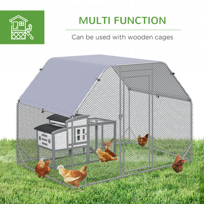 PawHut Walk in Chicken Run Chicken Coop Hen House Outdoor with Roof for 4-6 Chickens, 280 x 190 x 195cm 