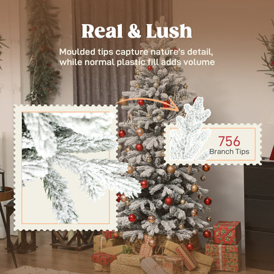 HOMCOM 6ft Flocked Artificial Christmas Tree 