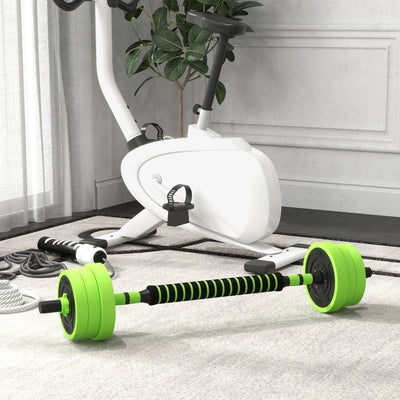 SPORTNOW 20kg Four-In-One Adjustable Weight Dumbbells Set, Barbell, Kettlebell, Push Up Stand - Green 