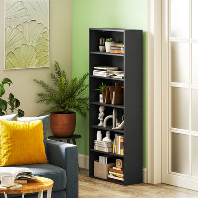 HOMCOM Six Shelf Bookcase - Black 