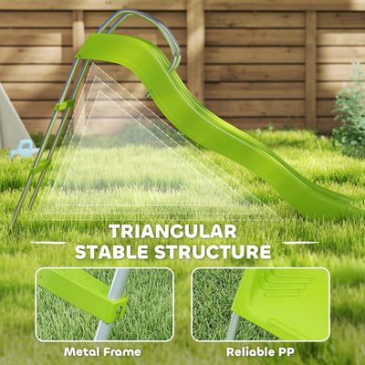 AIYAPLAY Freestanding Kids Slide with Climbing Ladder, Outdoor Playground Equipment for Children Ages 3-8 Years, Green 