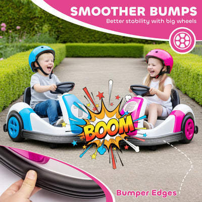 AIYAPLAY Kids Bumper Car with 360-Degree Rotation, 6V Electric Ride On Car with Music and Horn for 3-8 Years Old, Pink 