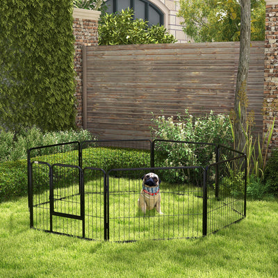 PawHut Steel 8 Panel Dog pen Pet Puppy PlayPen Black 
