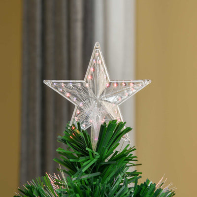 HOMCOM 4FT Pre-Lit Fibre Optic Artificial Christmas Tree Holiday Xmas Décor with Tree Topper Multi-Colour 