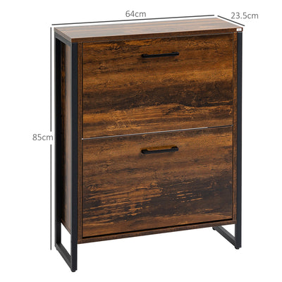 HOMCOM 12-Shoe, Two-Door Storage Cabinet - Wood-Effect 