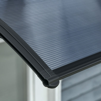 Outsunny Door Canopy Awning Outdoor Window Rain Shelter Cover for Front/Back Door Porch Black 100 x 75cm 