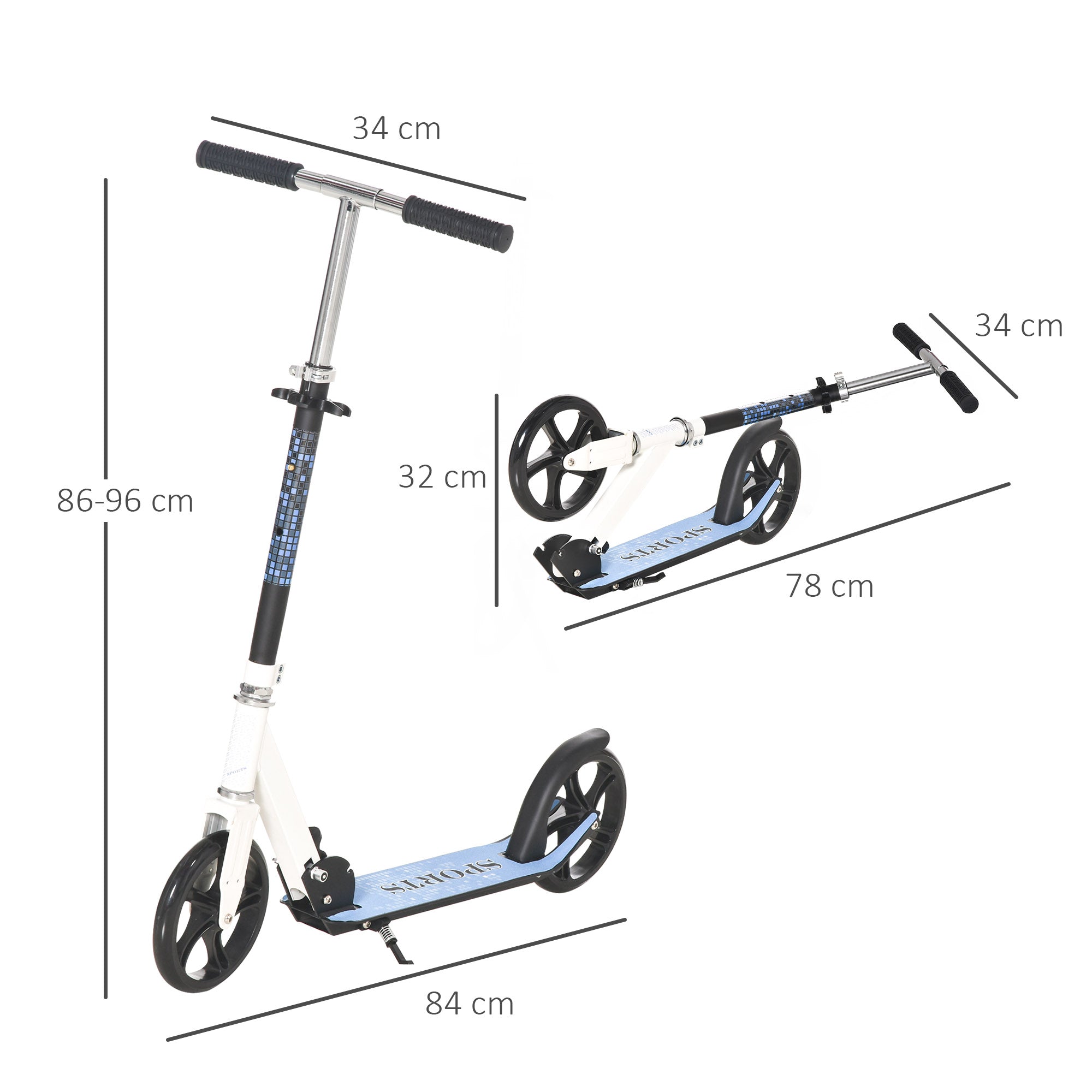 HOMCOM Folding Kids Kick Scooter Ride on Toys-Blue 