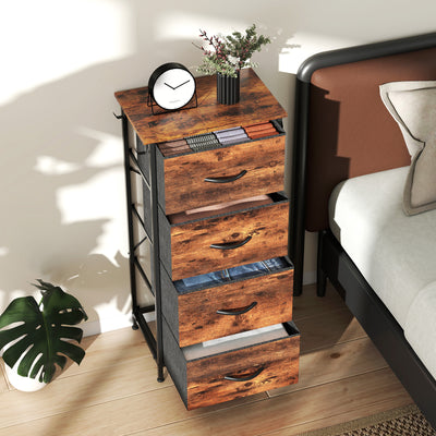 HOMCOM Chest of Four Fabric Drawers - Rustic Brown 
