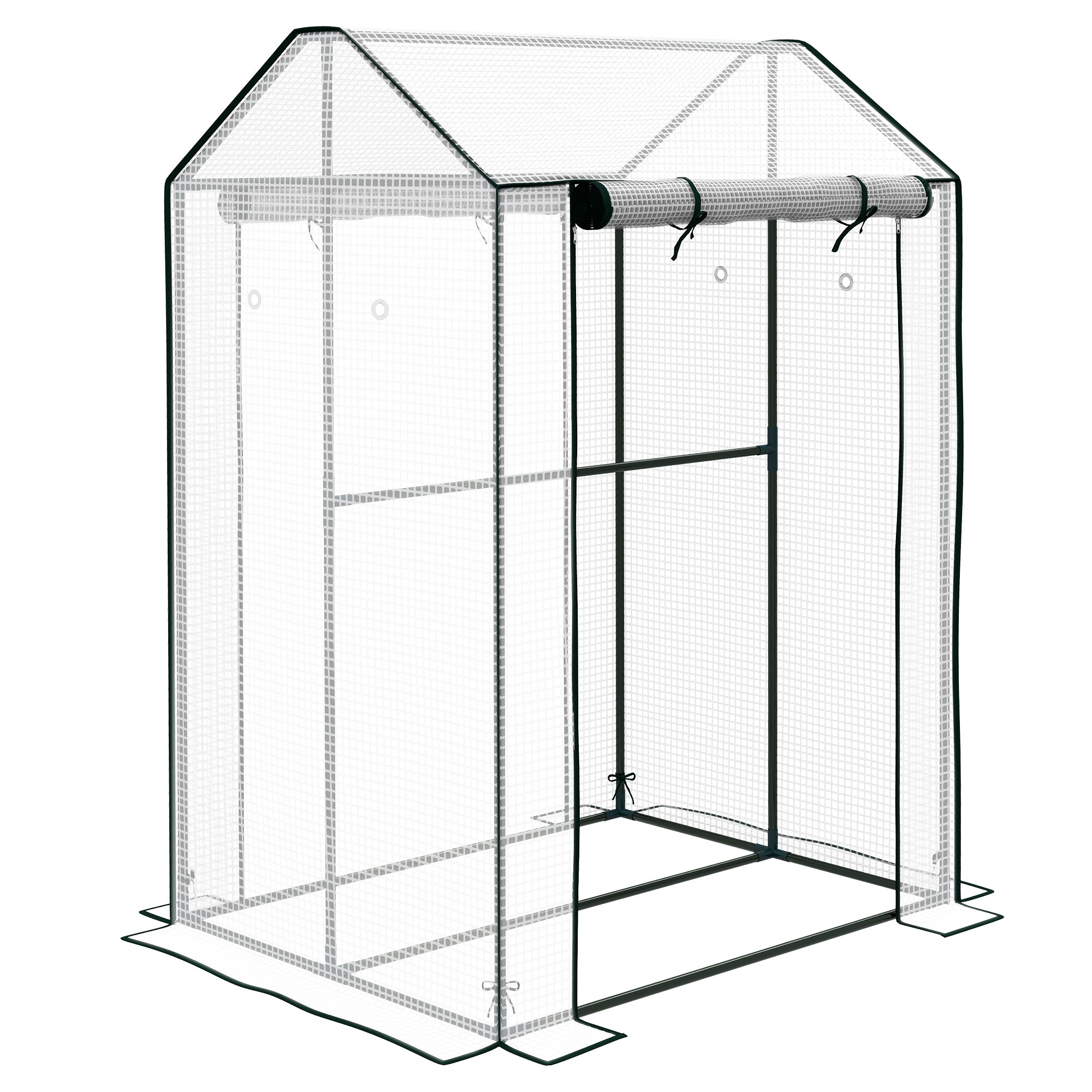 Outsunny Green House, Mini Greenhouse with 2 Roll-up Doors, Vent Holes and Reinforced Cover, 100 x 80 x 150cm 