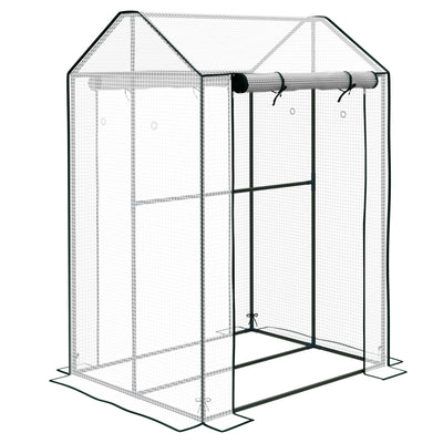 Outsunny Green House, Mini Greenhouse with 2 Roll-up Doors, Vent Holes and Reinforced Cover, 100 x 80 x 150cm 