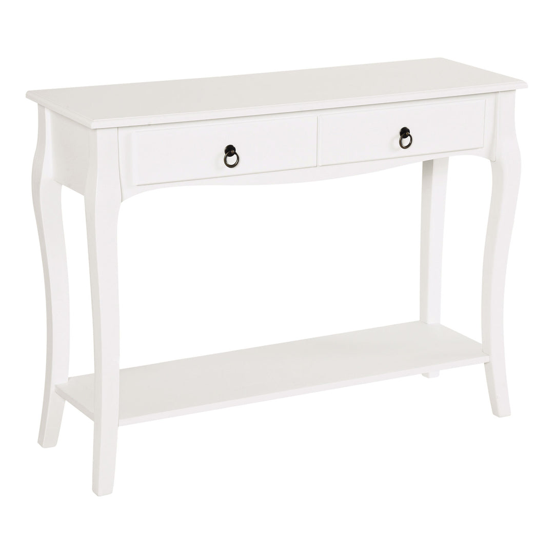HOMCOM Console Table Modern Sofa Side Desk with Storage Shelves Drawers for Living Room Entryway Bedroom Ivory White 
