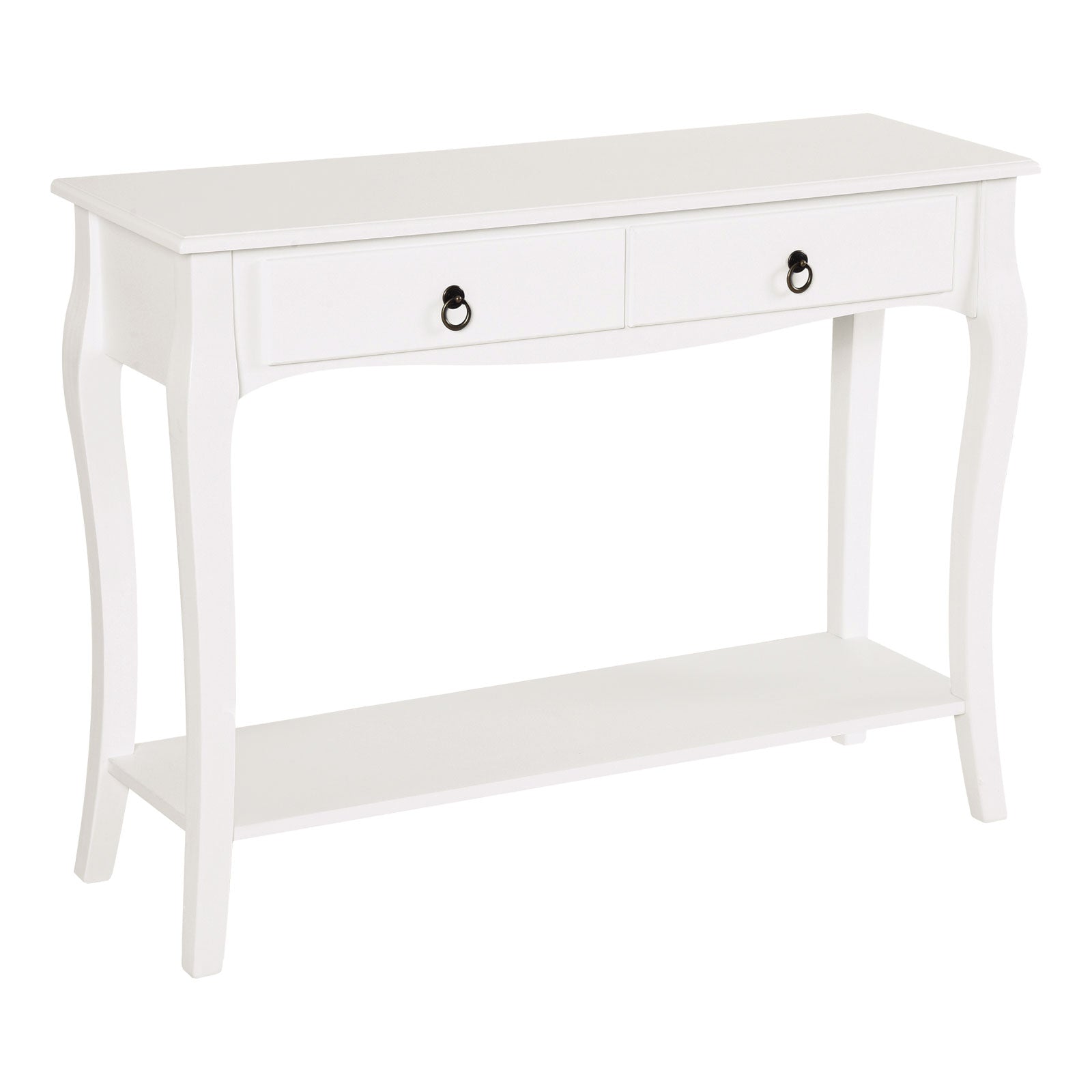HOMCOM Console Table Modern Sofa Side Desk with Storage Shelves Drawers for Living Room Entryway Bedroom Ivory White 