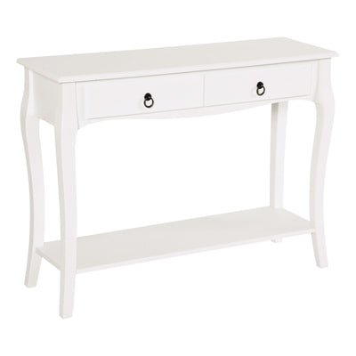 HOMCOM Console Table Modern Sofa Side Desk with Storage Shelves Drawers for Living Room Entryway Bedroom Ivory White 