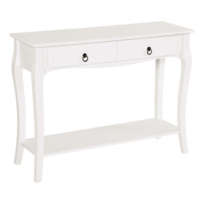 HOMCOM Console Table Modern Sofa Side Desk with Storage Shelves Drawers for Living Room Entryway Bedroom Ivory White 