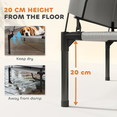 PawHut Portable Elevated Dog Bed with Removable Canopy, Cooling Raised Pet Cot for Medium Large Dogs, 92 x 75 x 89 cm 