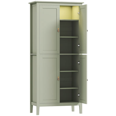 HOMCOM Tall Pantry Cupboard with Motion Sensor LED Light - Green 