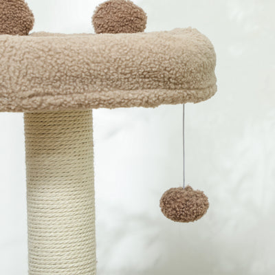 PawHut Cat Tree for Indoor Cats, 88cm Cat Tower with Sisal Scratching Post, Hanging Ball, Large Cat Perch, Stairs, Brown 