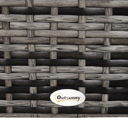 Outsunny Square PE Rattan Garden Table, with Glass Table Top - Grey 