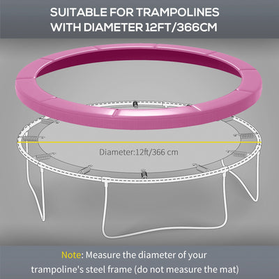 SPORTNOW 12FT Trampoline Spring Cover, Plastic Trampoline Pad Replacement with Elastic Cord, Waterproof, UV Resistant and Tear-Resistant, All-Weather Trampoline Accessories, Pink 