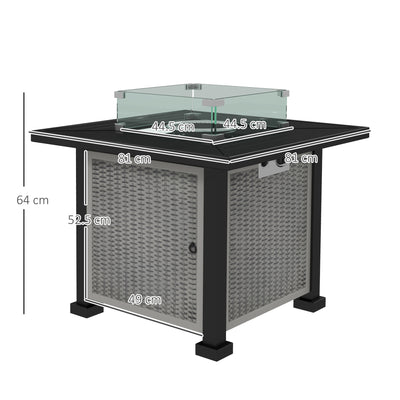 Outsunny 81 x 81cm 50,000 BTU Gas Fire Pit Table - Grey 