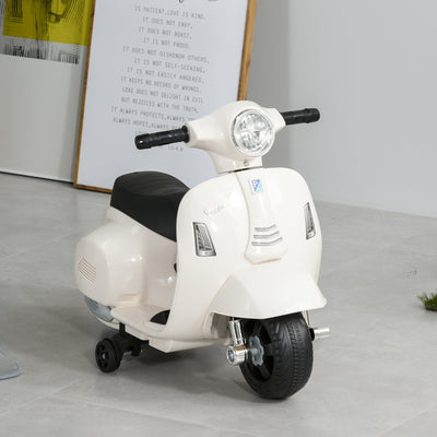 HOMCOM Vespa Licensed 6V Kids Electric Motorbike Ride On Motorcycle  Battery Powered for 18-36 Months with Horn Headlight White 