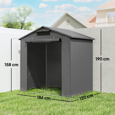 Outsunny 6 x 4 ft Outdoor Garden Storage Shed, Waterproof Bike Tent with Vent and Roll-Up Zipper Door 