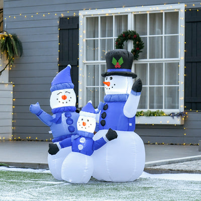 HOMCOM 4ft Inflatable Christmas Snowmen Family Xmas LED Outdoor Indoor Holiday Decorations Yard 