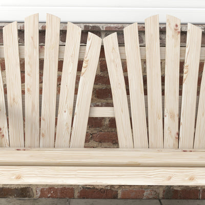 Outsunny Fir Wood Love Seats with Wheel-Shaped Armrests, Large Load-Bearing Chair, Natural Wood Finish 