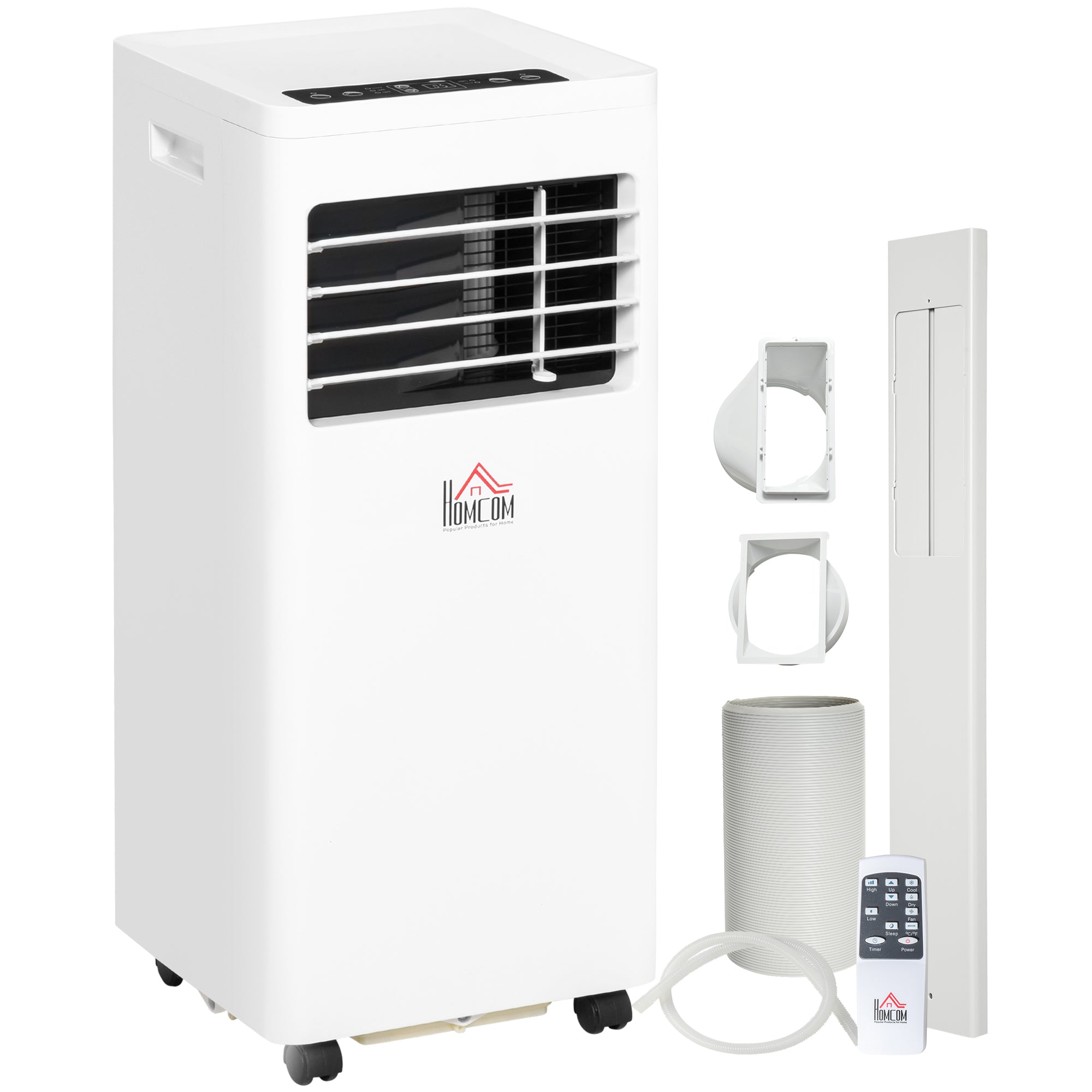 HOMCOM 7000 BTU Air Conditioning Unit, 3-in-1 Portable Air Conditioner, Dehumidifier, Cooling Fan with 2 Speeds, 24H Timer, Remote Control, Digital Display, Window Venting Kit, 15m² 