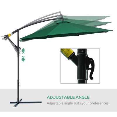 Outsunny 3m Banana Hanging Parasol Umbrella Green 