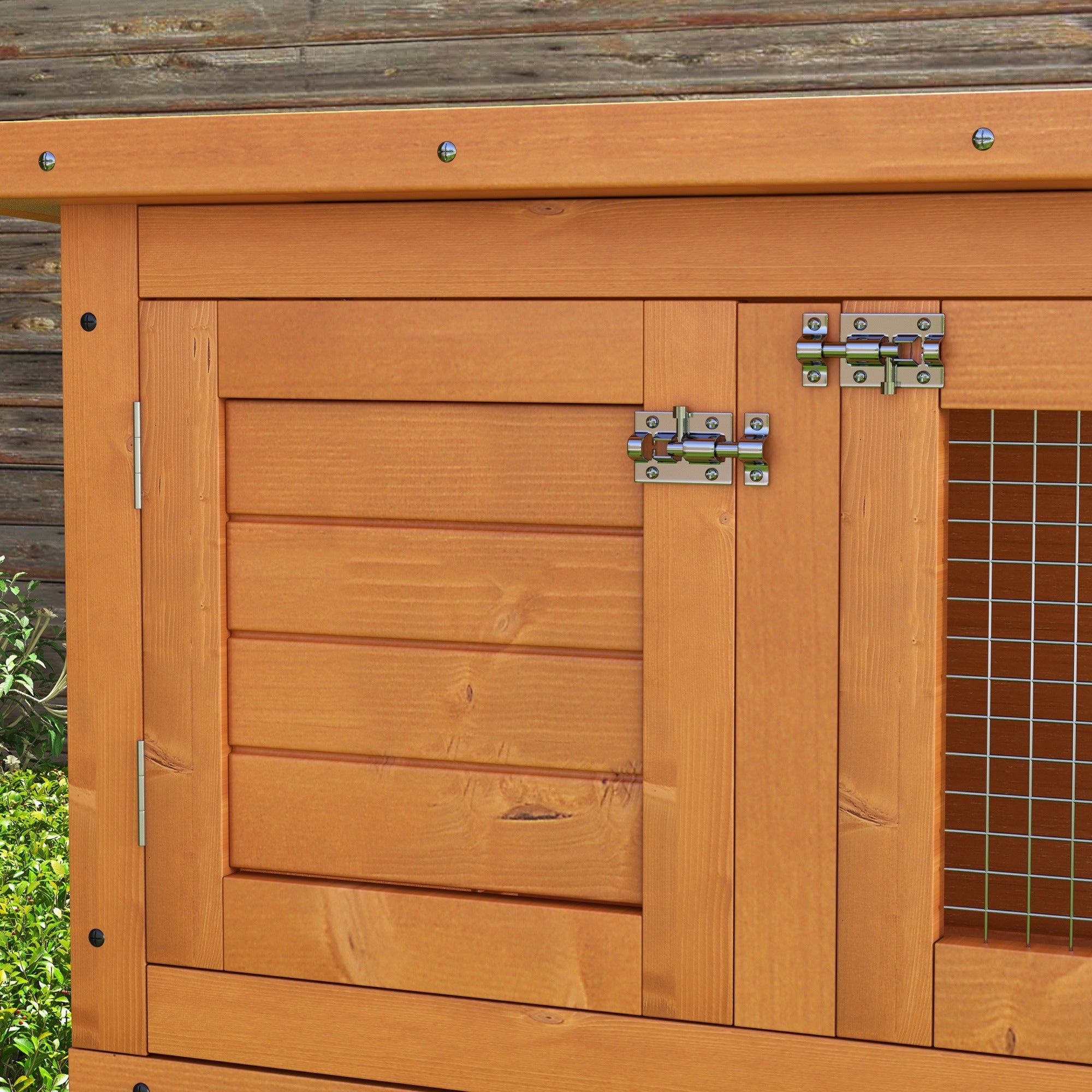PawHut Rabbit Hutch Outdoor Guinea Pig Hutch Wooden Duck House Pet Cage with Opening Roof, 90 x 45 x 90cm 