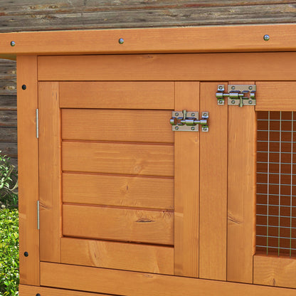 PawHut Rabbit Hutch Outdoor Guinea Pig Hutch Wooden Duck House Pet Cage with Opening Roof, 90 x 45 x 90cm 