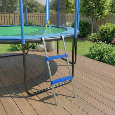 SPORTNOW Trampoline Ladder, 2-Steps with Horizontal Wide Steps, Universal Hook, Galvanised Steel Frame, 150kg Load Capacity 