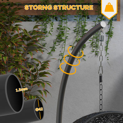 Outsunny Hanging Hammock Chair Stand with Round Base, C Hanging Swing Stand Frame for Swing/Egg/Hammock Chair, Indoor & Outdoor, Heavy Duty 330 lbs, Black 