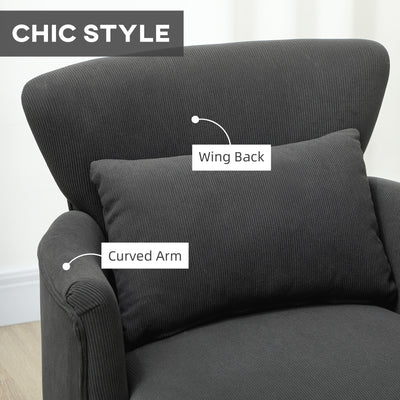 HOMCOM Corduroy Retro Accent Chair - Black 