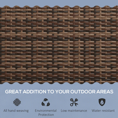 Outsunny All Weather Wicker Garden Loveseat, 2 Seater Poly Rattan Garden Bench, Outdoor Seating Bench Brown 