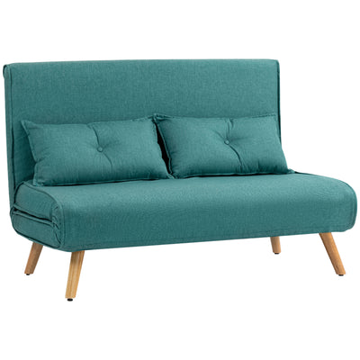 HOMCOM Two-Seater Linen-Look Sofa Bed - Green 