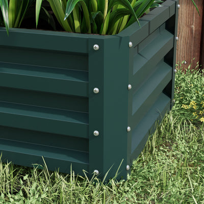 Outsunny Steel Raised Beds for Garden, Outdoor Planter Box, Set of 2, for Flowers, Herbs and Vegetables, Green 