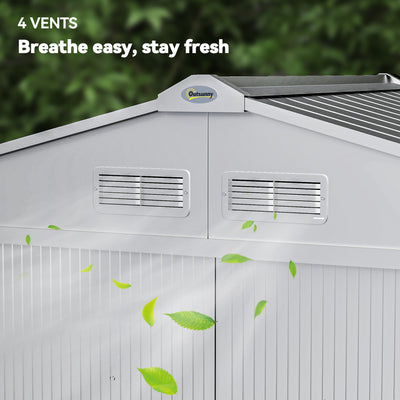 Outsunny 7 x 4ft Lockable Metal Garden Tool Storage Shed Storage - Light Grey 