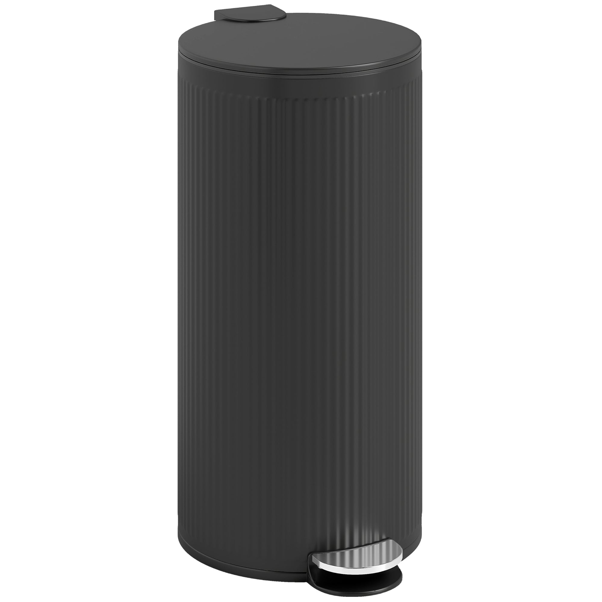 HOMCOM 30 Litre Pedal Kitchen Bin with Soft Close and Stay Open Lid, Rubbish Bin with Removable Inner Bucket for Kitchen, Office, Home, Black 