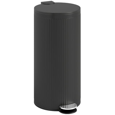 HOMCOM 30 Litre Pedal Kitchen Bin with Soft Close and Stay Open Lid, Rubbish Bin with Removable Inner Bucket for Kitchen, Office, Home, Black 